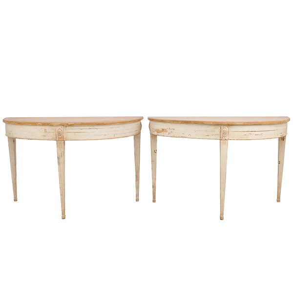 A Pair of George III Demilune Side Tables