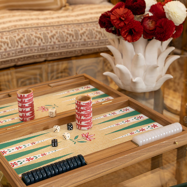 Casa Branca x Nine Fair Poinsettia Backgammon Board