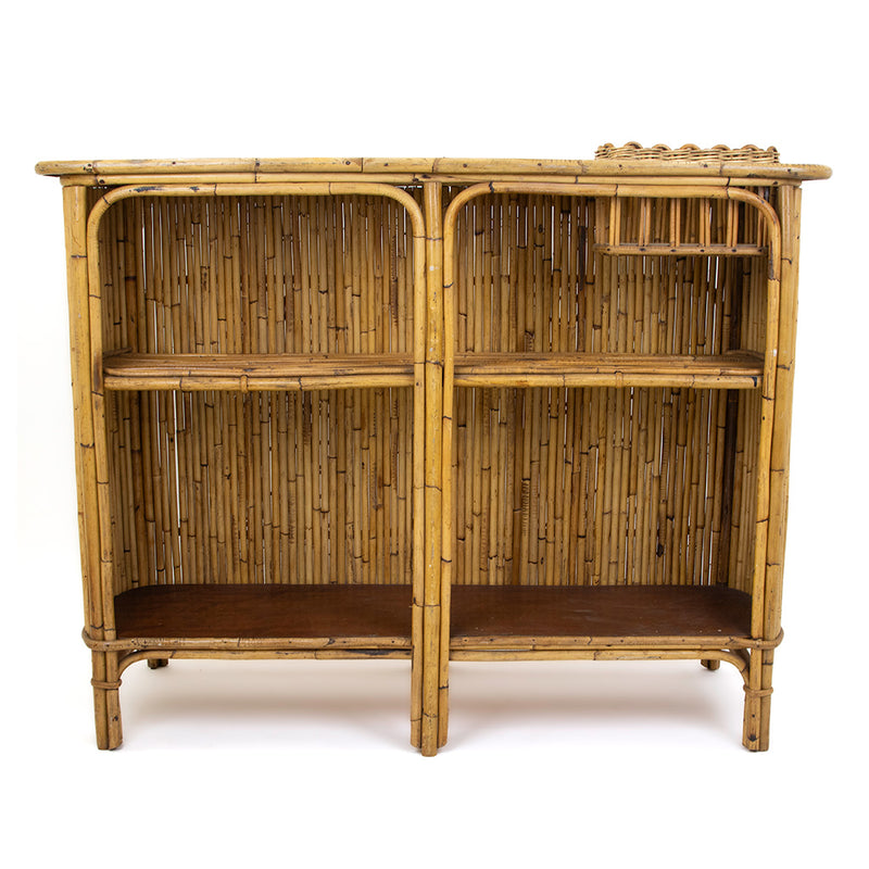 Vintage Bamboo Bar with Red Lacquered Fleurette