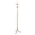 Pair of Faux Bamboo Two-Light Brass Standing Lamps with Tripod Feet in the Manner of Bagues