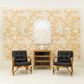 A Bamboo and Black Lacquered Chest with Hand Painted Floral Decor