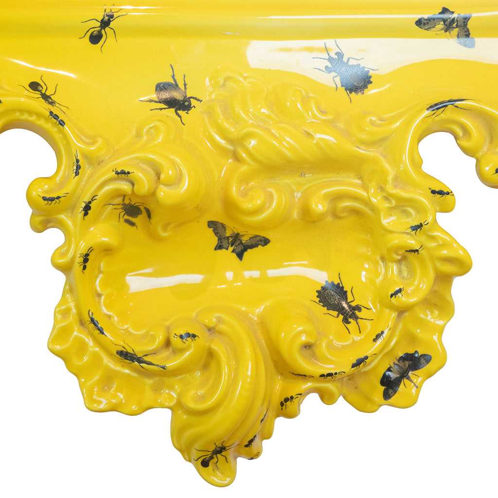 Ceramic Baroque-Style Mirror with Hand-painted Insects