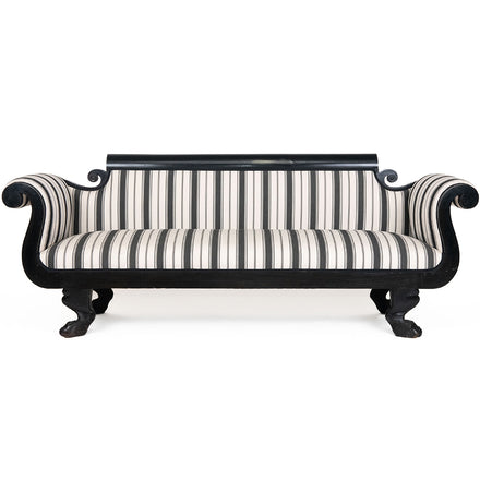 19th Century Biedermeier Bench with Scrolled Arms on Claw Feet