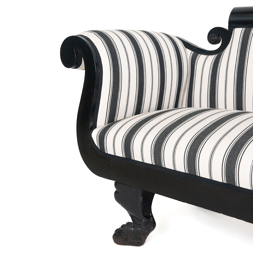 19th Century Biedermeier Bench with Scrolled Arms on Claw Feet