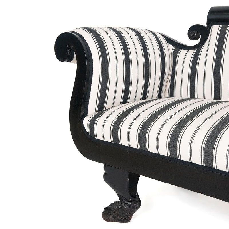 19th Century Biedermeier Bench with Scrolled Arms on Claw Feet