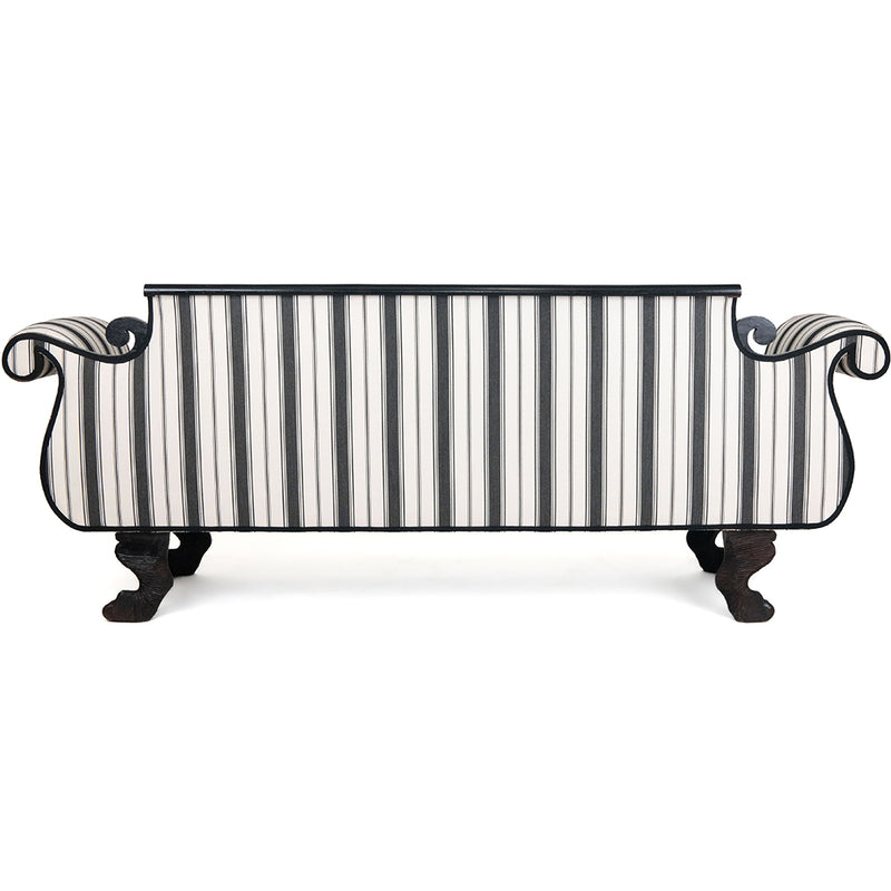 19th Century Biedermeier Bench with Scrolled Arms on Claw Feet