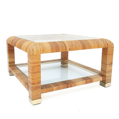 Vintage Bielecky Rattan Coffee Table with Rounded Edges