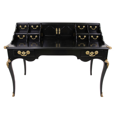 Louis XV Style Black Lacquered Writing Desk