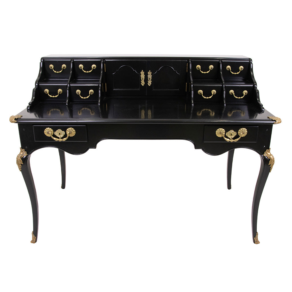 Louis XV Style Black Lacquered Writing Desk
