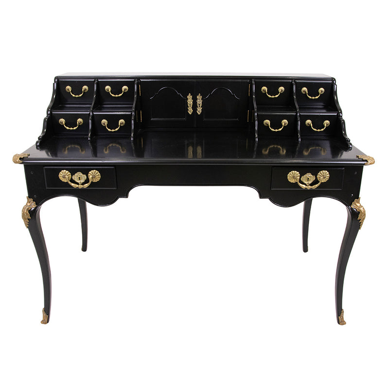 Louis XV Style Black Lacquered Writing Desk