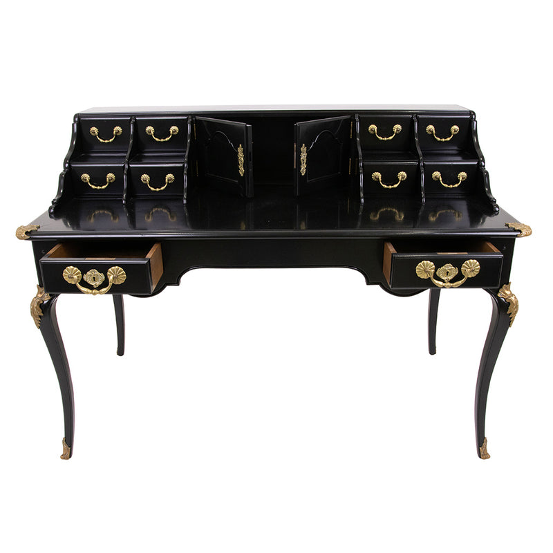 Louis XV Style Black Lacquered Writing Desk