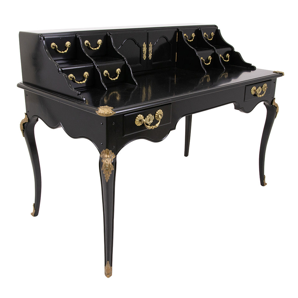 Louis XV Style Black Lacquered Writing Desk