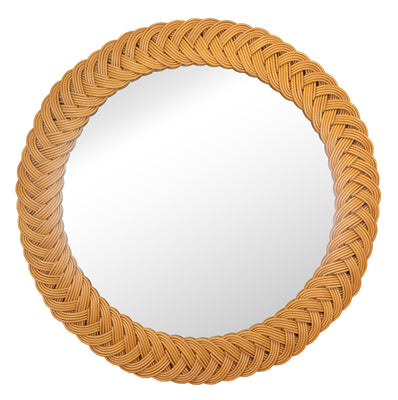 Braided Rattan Circle Mirror