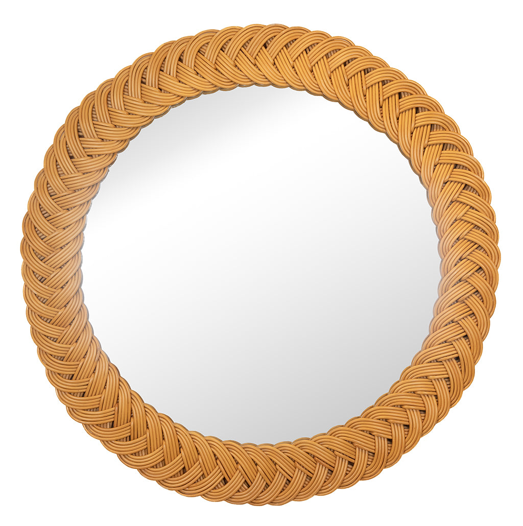 Braided Rattan Circle Mirror