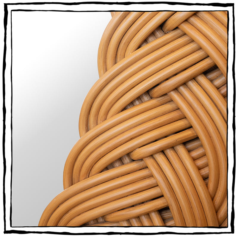 Braided Rattan Circle Mirror