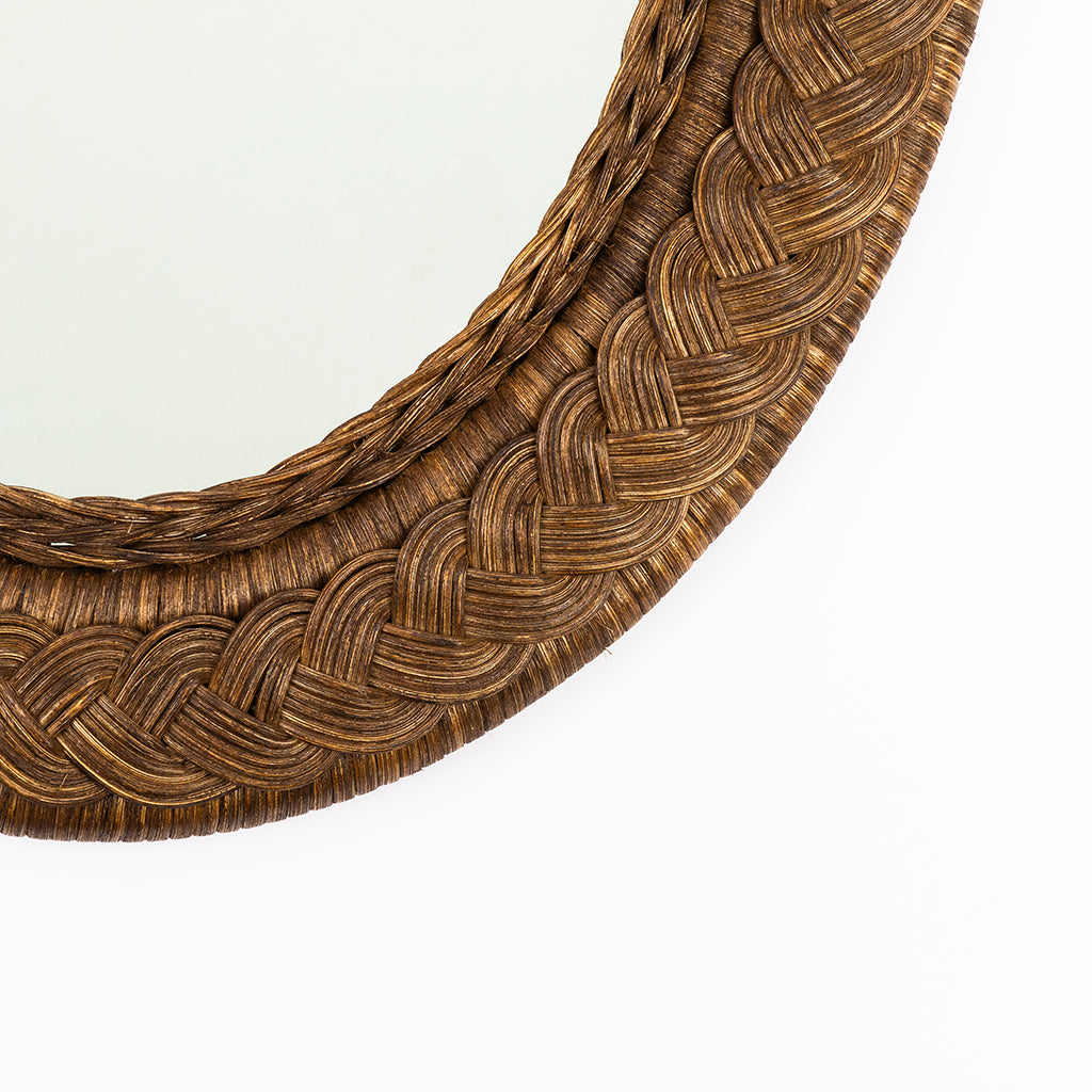 早いもの勝ち！アデペシュ　rotta rattan mirror 3個セット Braided Rattan Oval Mirror – Casa Branca