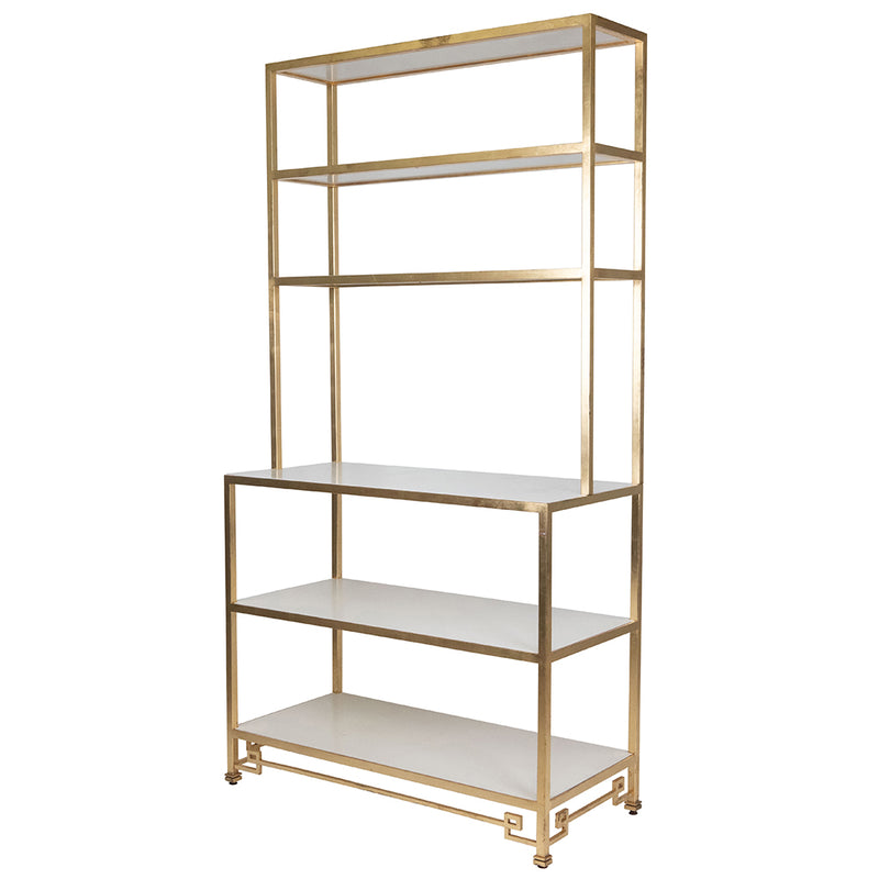 Gilded Brass and White Etagere in the style of Parish Hadley