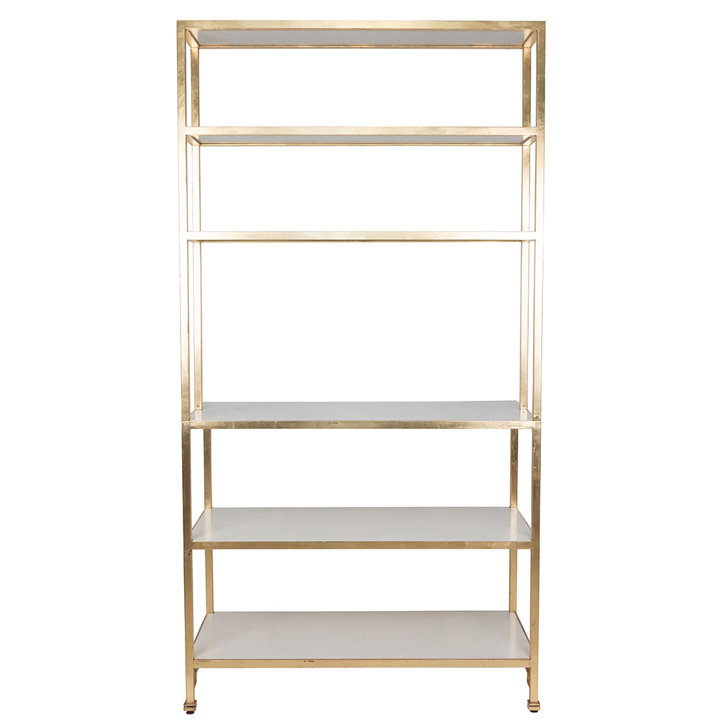 Gilded Brass and White Etagere in the style of Parish Hadley