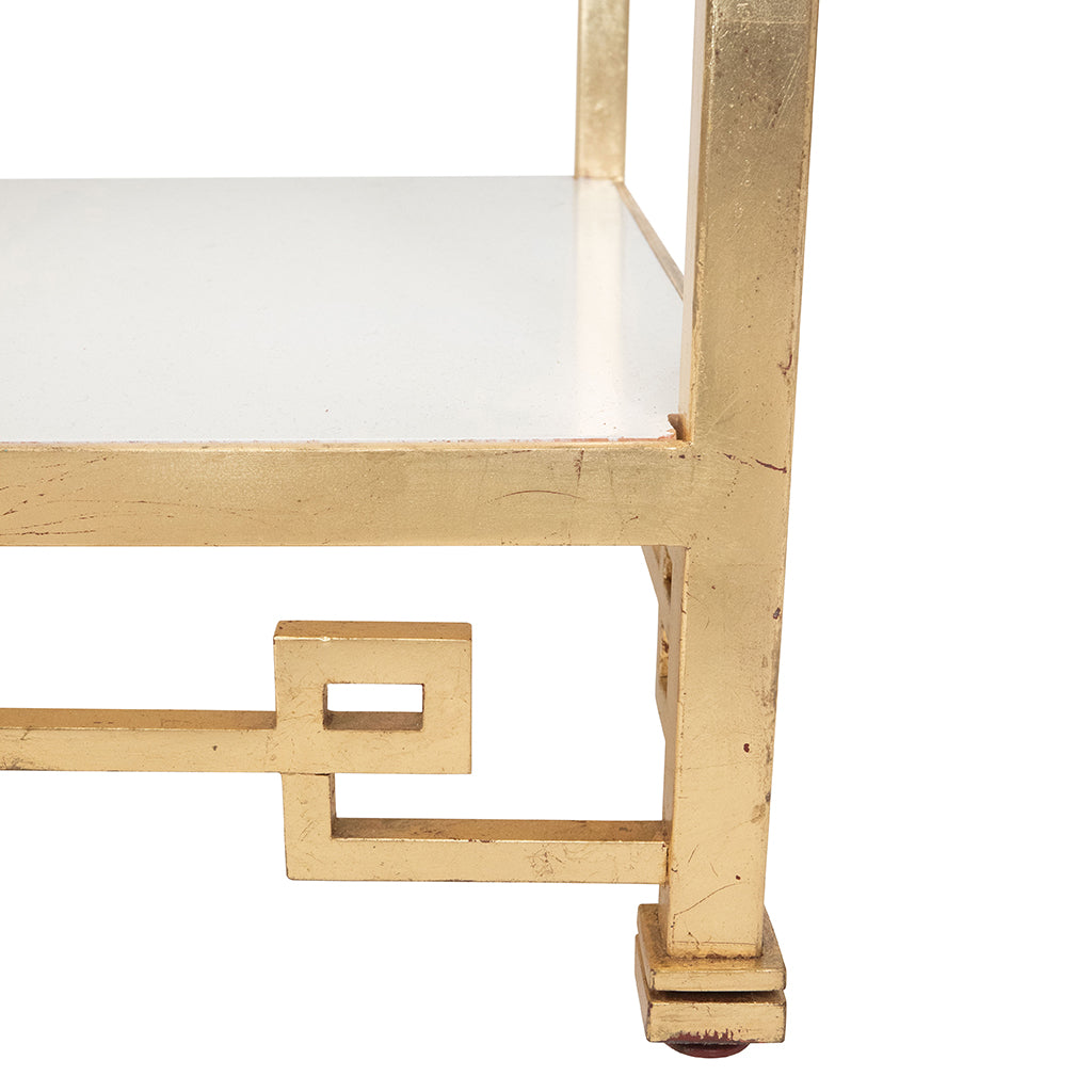 Gilded Brass and White Etagere in the style of Parish Hadley