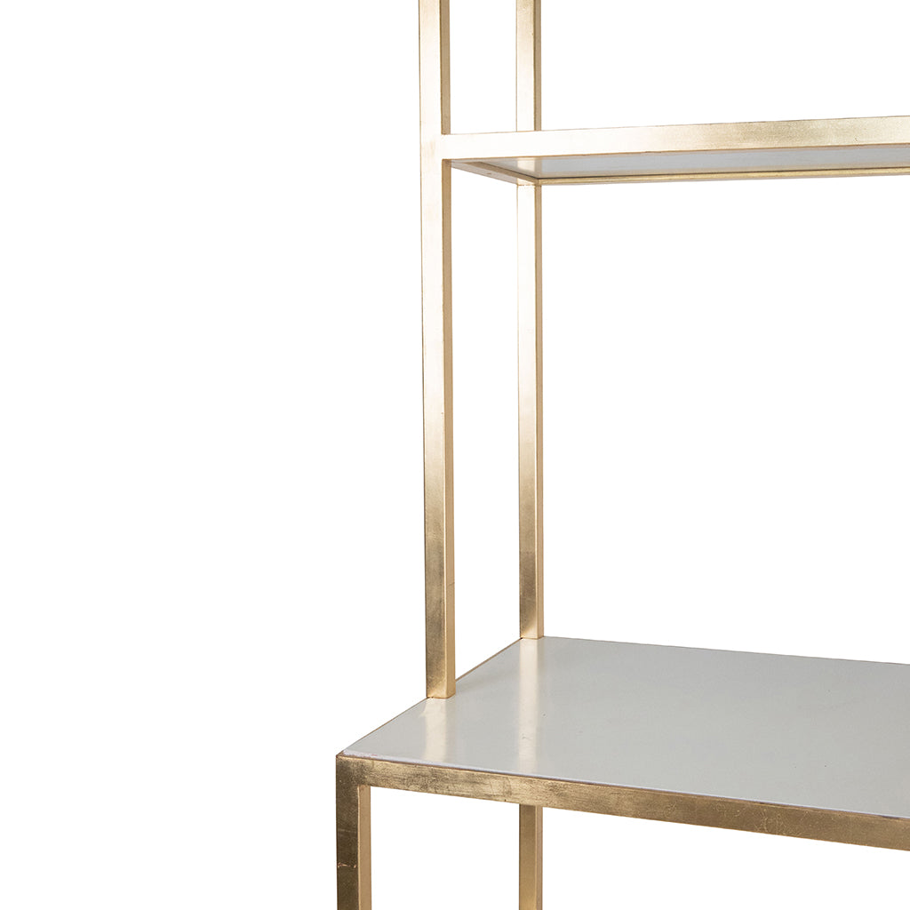 Gilded Brass and White Etagere in the style of Parish Hadley