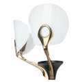 Pair of Brass and Lacquer Metal Sconces with Curved Glass Reflectors
