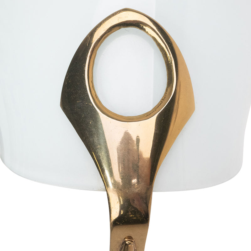 Pair of Brass and Lacquer Metal Sconces with Curved Glass Reflectors