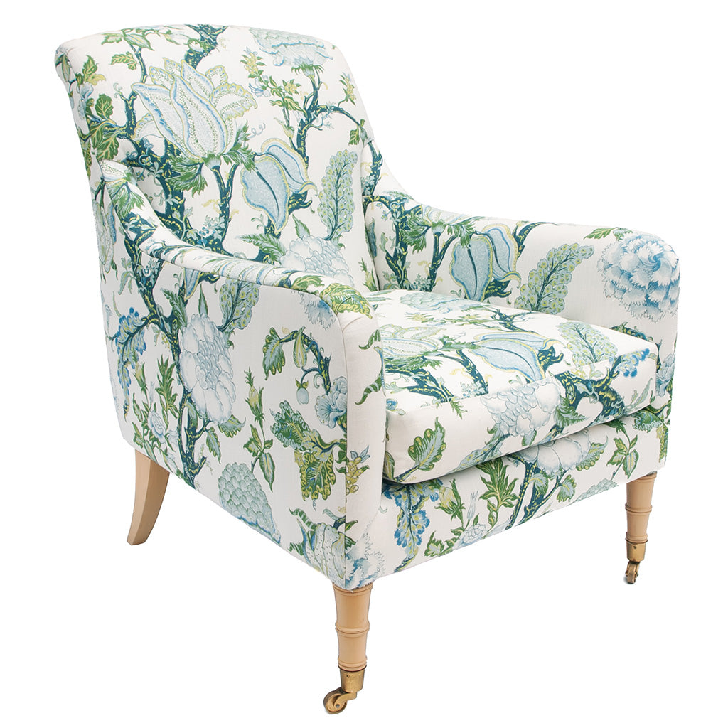 Brighton Club Chair in Audrey in Blu and Leaf