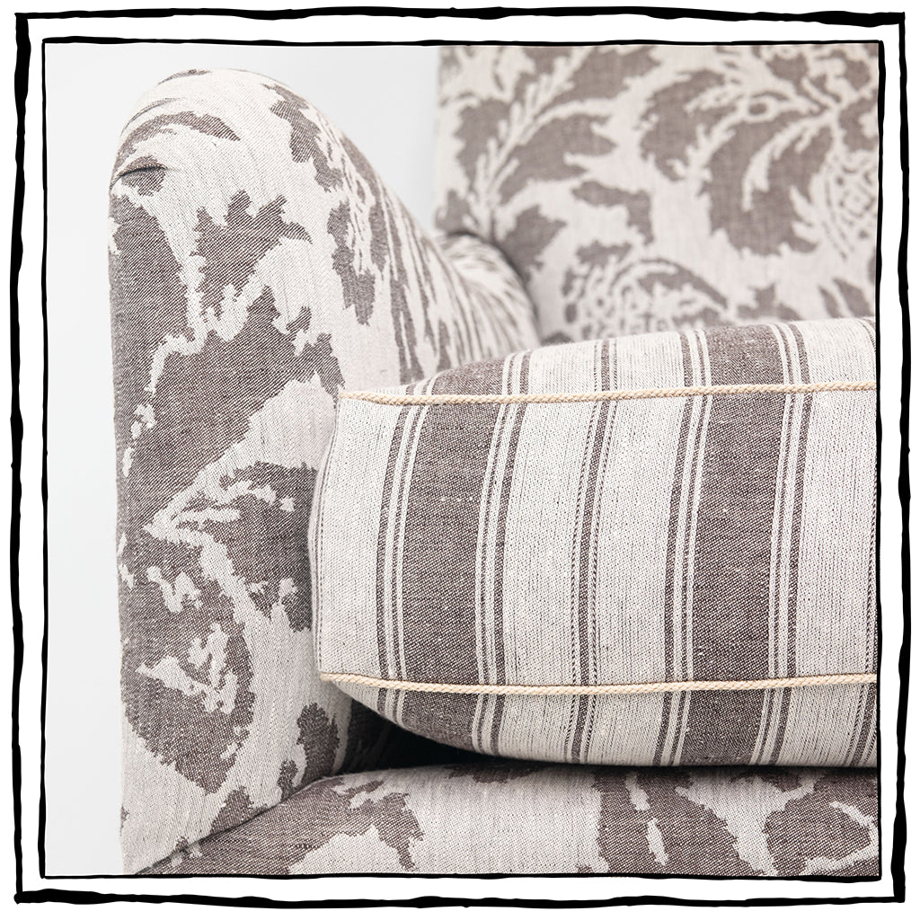 Brighton Club Chair In Lino Damasco In Bruno