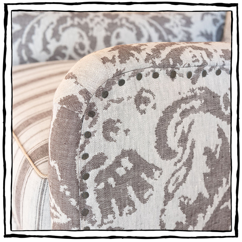 Brighton Club Chair In Lino Damasco In Bruno