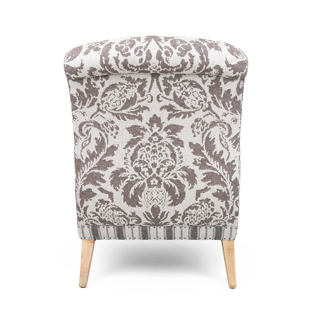 Brighton Club Chair In Lino Damasco In Bruno