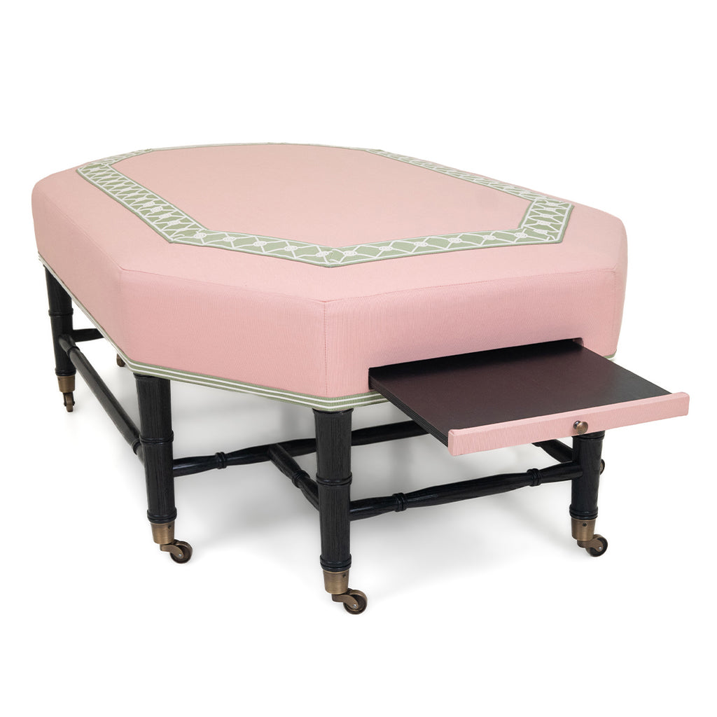 Brighton Octagonal Ottoman in Giardino in Peach