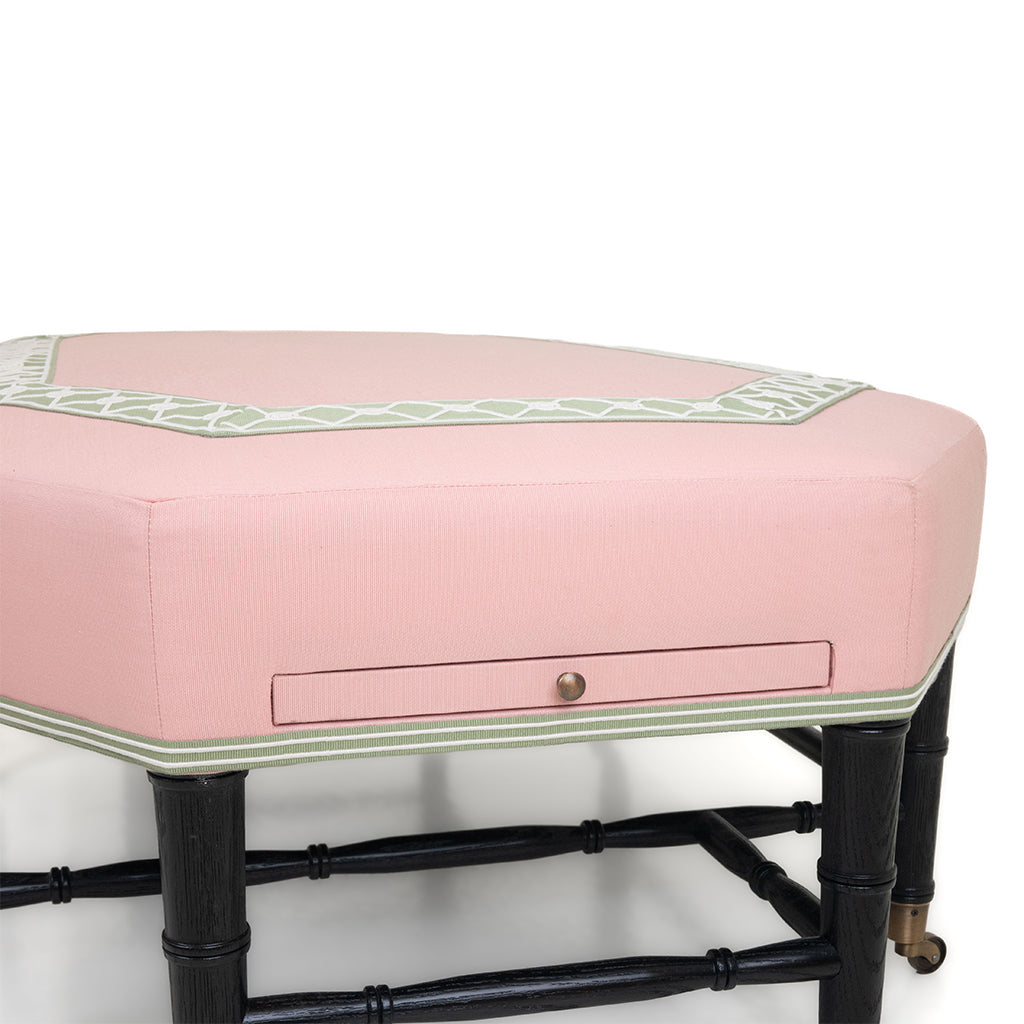 Brighton Octagonal Ottoman in Giardino in Peach