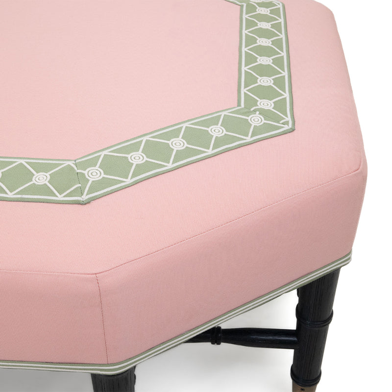 Brighton Octagonal Ottoman in Giardino in Peach