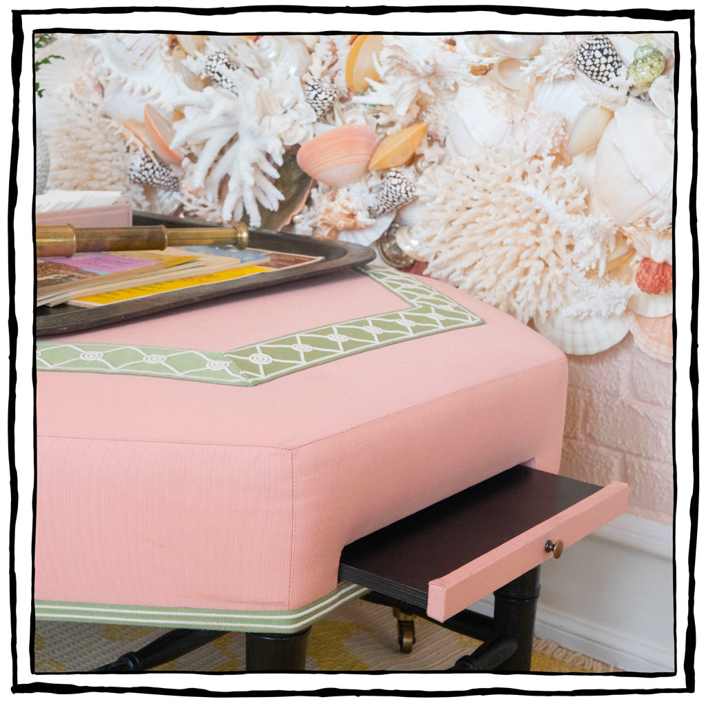 Brighton Octagonal Ottoman in Giardino in Peach