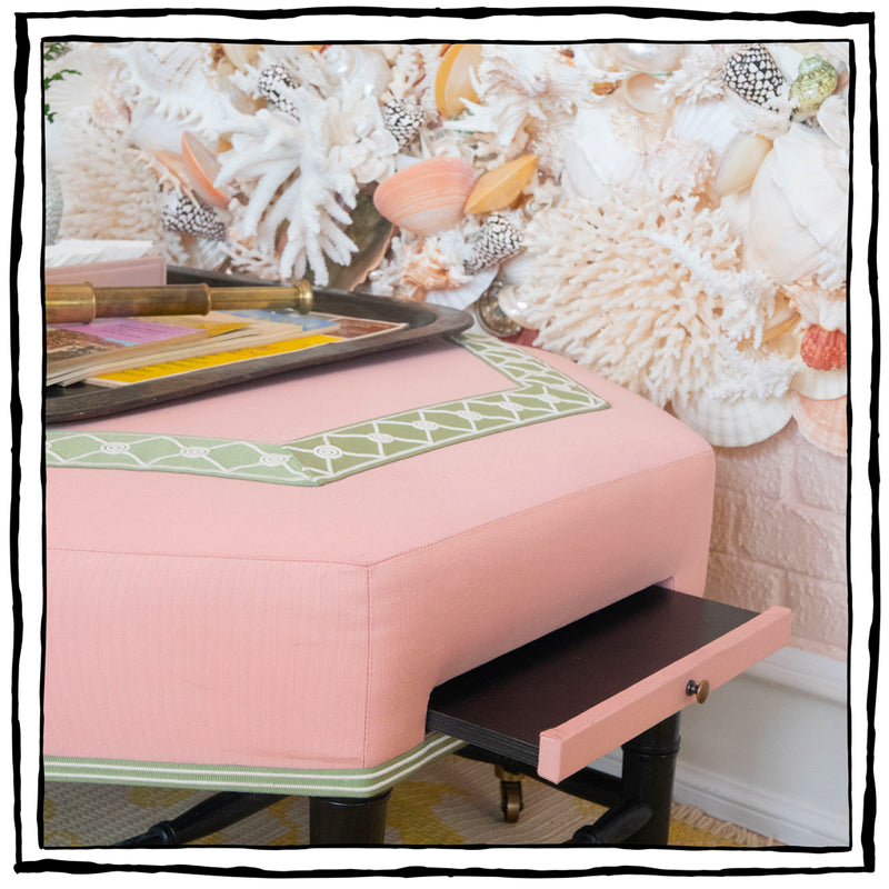Brighton Octagonal Ottoman in Giardino in Peach
