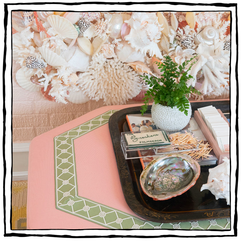 Brighton Octagonal Ottoman in Giardino in Peach