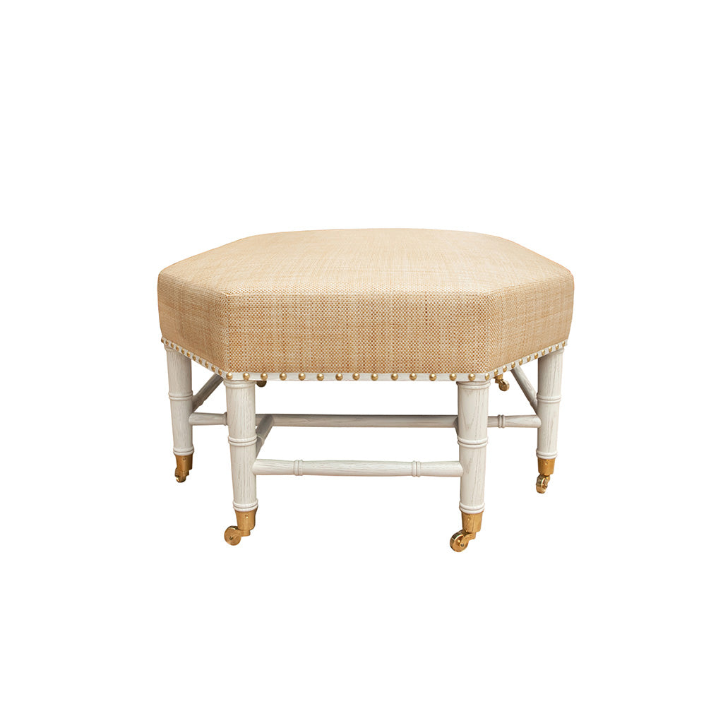 Brighton Octagonal Ottoman in Raffia Quadri Natural