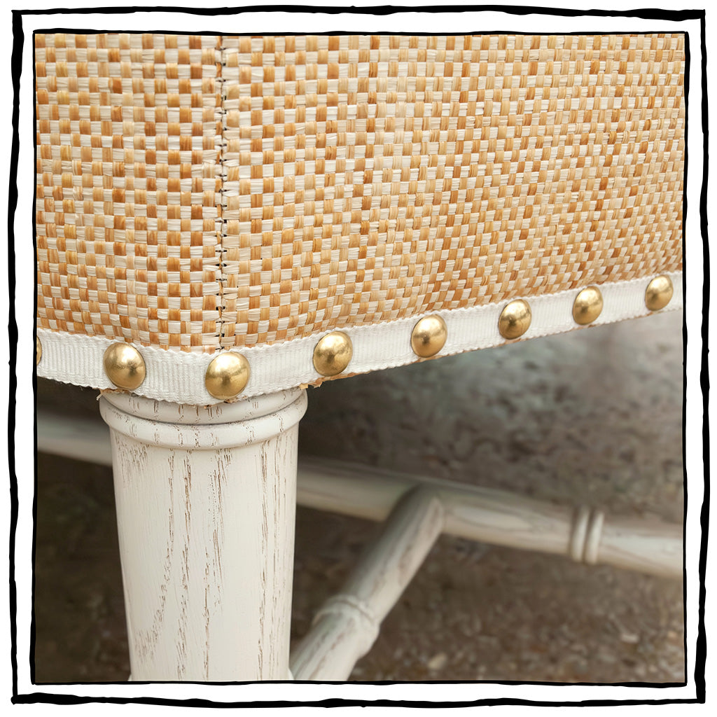 Brighton Octagonal Ottoman in Raffia Quadri Natural