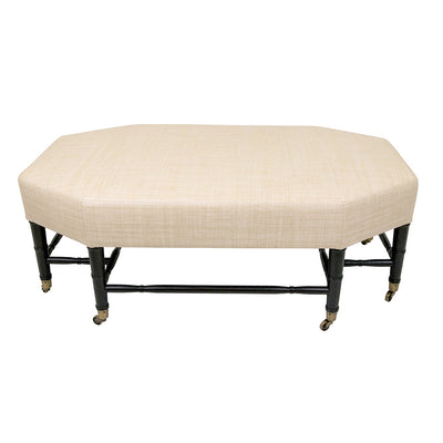 Brighton Octagonal Ottoman in Raffia Quadri Ivory