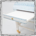 Brighton Octagonal Ottoman In Venezia Linen Velvet In Sky