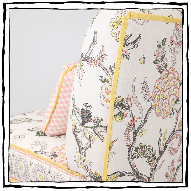 Brighton Slipper Chair In Palampore In Salmon And Roman