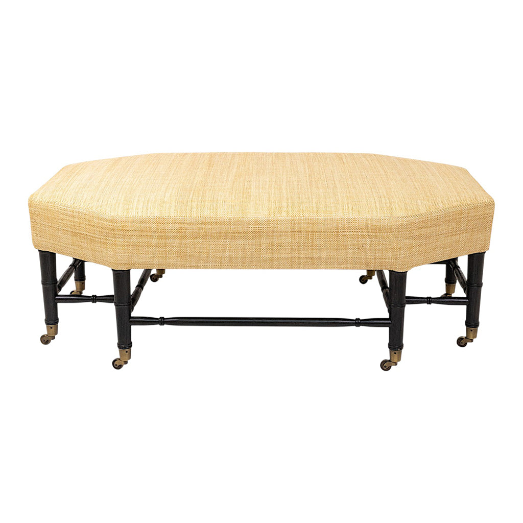 Brighton Octagonal Ottoman in Raffia Quadri Natural