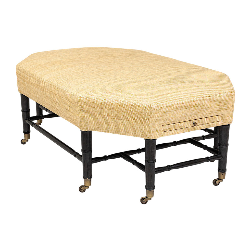 Brighton Octagonal Ottoman in Raffia Quadri Natural