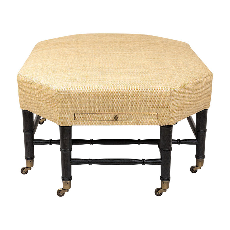 Brighton Octagonal Ottoman in Raffia Quadri Natural