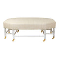 Brighton Octagonal Ottoman in Ivory Raffia Quadri with Off-White Finish
