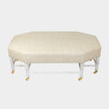 Brighton Octagonal Ottoman in Ivory Raffia Quadri with Off-White Finish