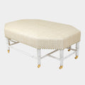 Brighton Octagonal Ottoman in Ivory Raffia Quadri with Off-White Finish