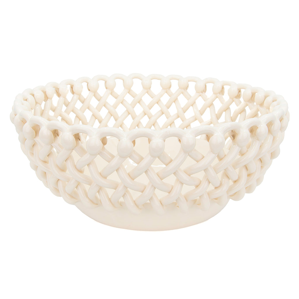 Braided Ceramic Button Basket - Large