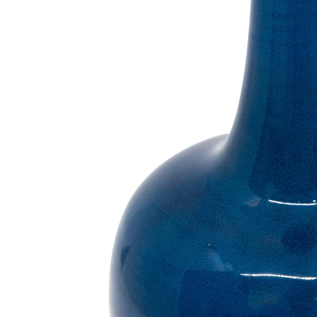 Cerulean Blue Glazed Bottle Vase