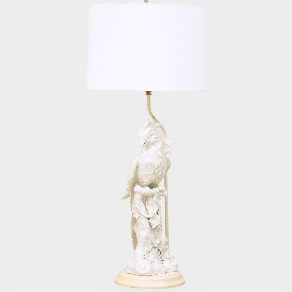 A Blanc de Chine Porcelain Cockatiel Lamp